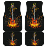 Electric Guitar Rocking In Fire Car Floor Mats 211305 - YourCarButBetter