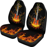 Electric Guitar Rocking In Fire Car Seat Covers 211305 - YourCarButBetter