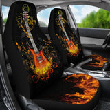 Electric Guitar Rocking In Fire Car Seat Covers 211305 - YourCarButBetter