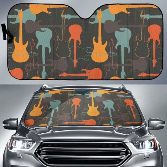 Electric Guitars Pattern Car Auto Sun Shades 102507 - YourCarButBetter