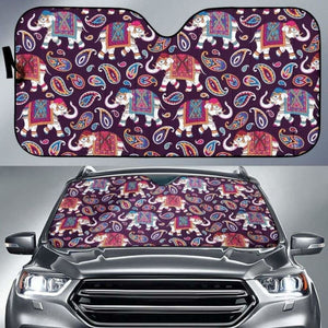 Elephant Indian Style Ornament Pattern Car Auto Sun Shades 104020 - YourCarButBetter