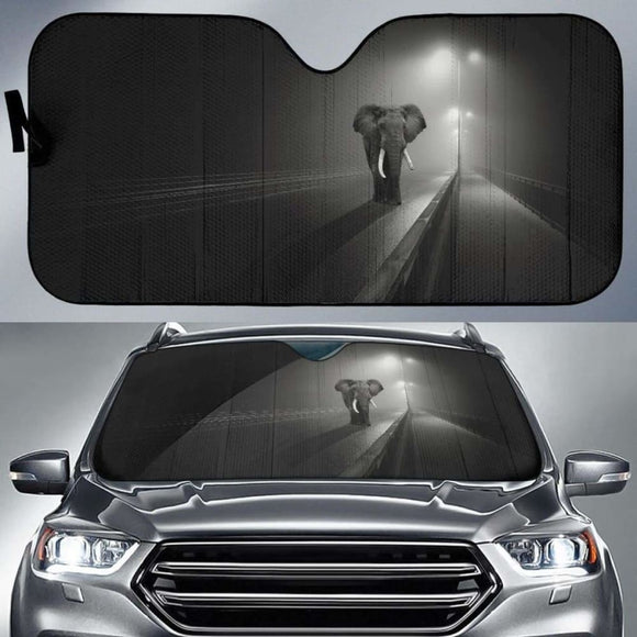 Elephant Night Dark Background Highway Black Hd Car Sun Shade 104020 - YourCarButBetter