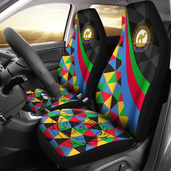 Eritrea Car Seat Covers - Eritrea Coat Of Arms With Flag Color - 105905 - YourCarButBetter