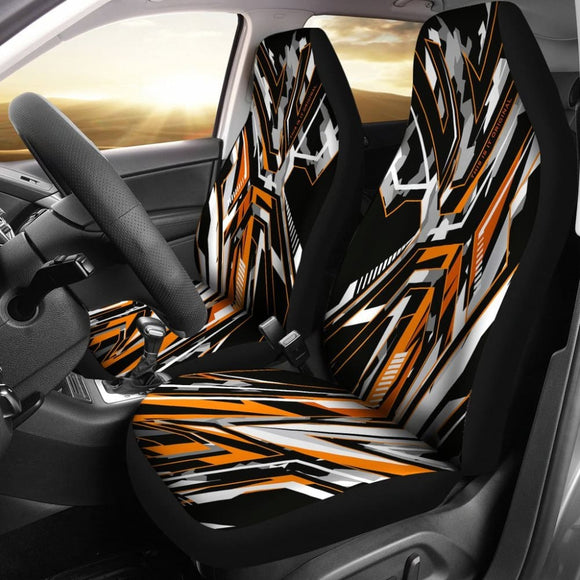 Extreme Racing Army Style Black & Orange Design Car Seat Covers 101819 - YourCarButBetter