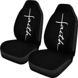 Faith Word Cross In White On Black Car Seat Covers Religious Christian Themed 160905 - YourCarButBetter