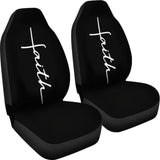 Faith Word Cross In White On Black Car Seat Covers Religious Christian Themed 160905 - YourCarButBetter