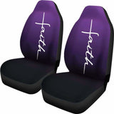 Faith Word Cross In White On Dark Purple Ombre Car Seat Covers Religious Christian Themed 160905 - YourCarButBetter