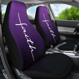 Faith Word Cross In White On Dark Purple Ombre Car Seat Covers Religious Christian Themed 160905 - YourCarButBetter