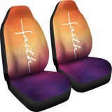 Faith Word Cross In White On Orange And Purple Ombre Car Seat Covers Religious Christian Themed 160905 - YourCarButBetter