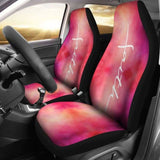 Faith Word Cross In White On Pink Watercolor Car Seat Covers Religious Christian Themed 160905 - YourCarButBetter