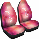 Faith Word Cross In White On Pink Watercolor Car Seat Covers Religious Christian Themed 160905 - YourCarButBetter