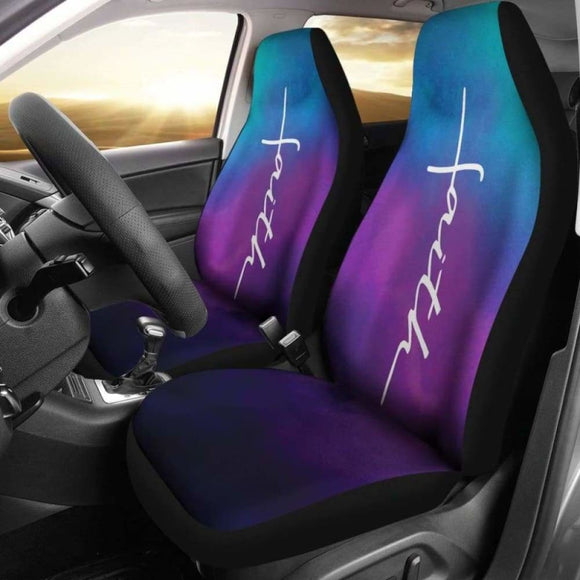 Faith Word Cross In White On Teal Blue Purple And Black Ombre Car Seat Covers Religious Christian Themed 160905 - YourCarButBetter