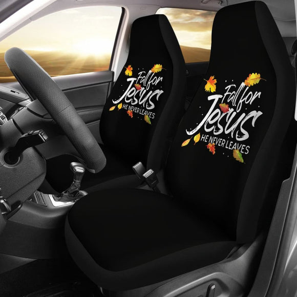 Fall For Jesus He Never Leaves Car Seat Covers 210205 - YourCarButBetter