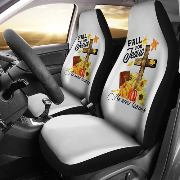 Fall For Jesus He Never Leaves Christian Faith Car Seat Covers 210205 - YourCarButBetter