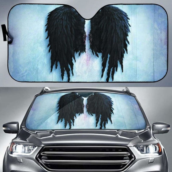 Fallen Angel Black Wings on Snow car auto sunshades 182102 - YourCarButBetter