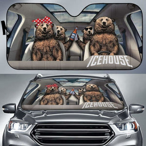 Family Bear Dink Beer Icehouse Car Sun Shade Funny 102507 - YourCarButBetter