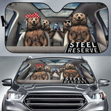 Family Bear Drink Beer Steel Reserve Car Sun Shade Funny 102507 - YourCarButBetter