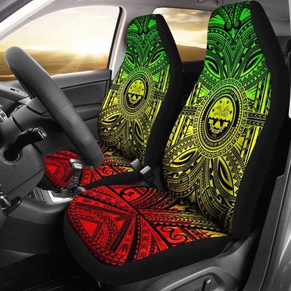 Federated States Of Micronesia Car Seat Cover - Federated States Of Micronesia Coat Of Arms Polynesian Reggae Style 105905 - 