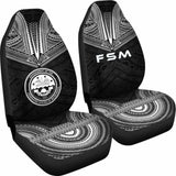 Federated States Of Micronesia Car Seat Cover - F S M Seal Polynesian Chief Tattoo Black Version - 10 174914 - YourCarButBetter