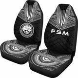 Federated States Of Micronesia Car Seat Cover - F S M Seal Polynesian Chief Tattoo Black Version - 10 174914 - YourCarButBetter