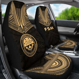 Federated States Of Micronesia Car Seat Cover - F S M Seal Polynesian Chief Tattoo Gold Version - 10 174914 - YourCarButBetter