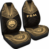 Federated States Of Micronesia Car Seat Cover - F S M Seal Polynesian Chief Tattoo Gold Version - 10 174914 - YourCarButBetter