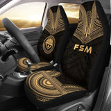 Federated States Of Micronesia Car Seat Cover - F S M Seal Polynesian Chief Tattoo Gold Version - 10 174914 - YourCarButBetter