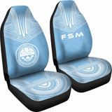 Federated States Of Micronesia Car Seat Cover - F S M Seal Polynesian Chief Tattoo Light Blue Version - 10 174914 - YourCarButBetter