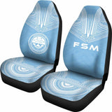 Federated States Of Micronesia Car Seat Cover - F S M Seal Polynesian Chief Tattoo Light Blue Version - 10 174914 - YourCarButBetter