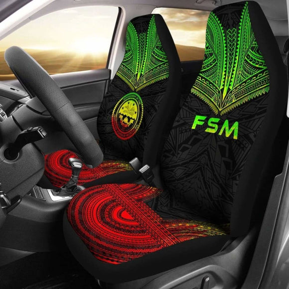 Federated States Of Micronesia Car Seat Cover - F S M Seal Polynesian Chief Tattoo Reggae Version - 10 174914 - YourCarButBetter
