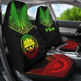 Federated States Of Micronesia Car Seat Cover - F S M Seal Polynesian Chief Tattoo Reggae Version - 10 174914 - YourCarButBetter