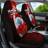 Federated States Of Micronesia Car Seat Covers - Coat Of Arm With Hibiscus - 232125 - YourCarButBetter