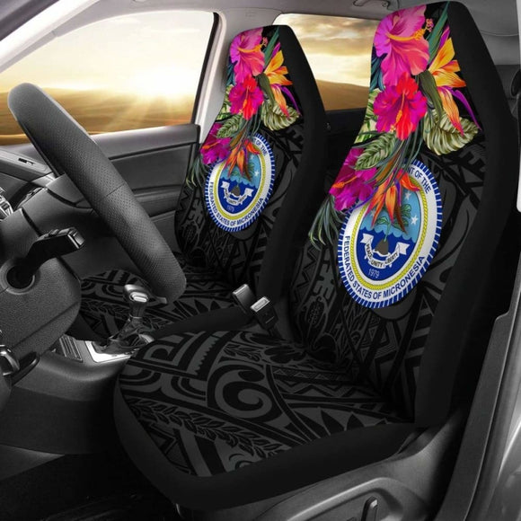Federated States Of Micronesia Car Seat Covers - Polynesian Hibiscus Pattern - 232125 - YourCarButBetter