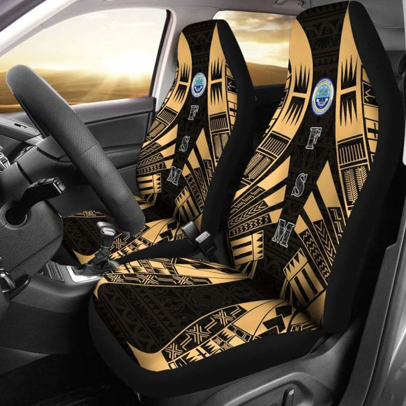 Federated States Of Micronesia Car Seat Covers - Polynesian Tattoo Gold - 9 174914 - YourCarButBetter