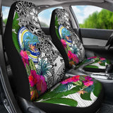 Federated States Of Micronesia Car Seat Covers White - Turtle Plumeria Banana Leaf - 091114 - YourCarButBetter