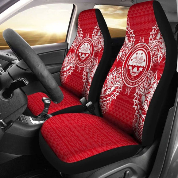 Federated States Of Micronesia Polynesia Car Seat Cover - F S M Seal Map Red White - 105905 - YourCarButBetter