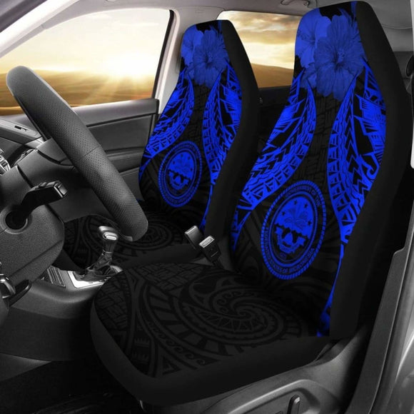 Federated States Of Micronesia Polynesian Car Seat Covers Pride Seal And Hibiscus Blue - 232125 - YourCarButBetter