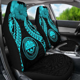 Federated States Of Micronesia Polynesian Car Seat Covers Pride Seal And Hibiscus Neon Blue - 232125 - YourCarButBetter