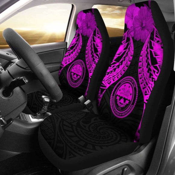 Federated States Of Micronesia Polynesian Car Seat Covers Pride Seal And Hibiscus Pink - 232125 - YourCarButBetter