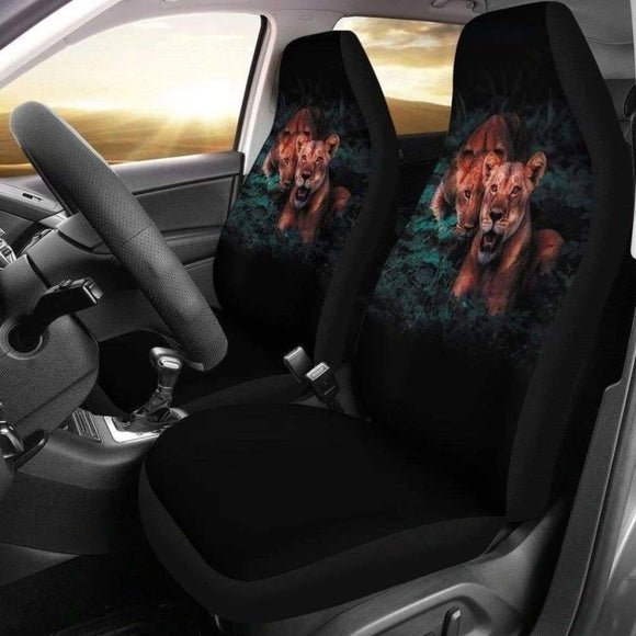 Female Lion In Black Car Seat Covers 203608 - YourCarButBetter