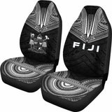 Fiji Car Seat Cover - Fiji Coat Of Arms Polynesian Chief Tattoo Black Version - 10 174914 - YourCarButBetter