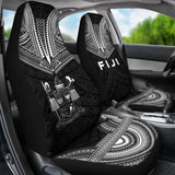 Fiji Car Seat Cover - Fiji Coat Of Arms Polynesian Chief Tattoo Black Version - 10 174914 - YourCarButBetter