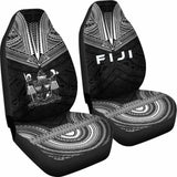 Fiji Car Seat Cover - Fiji Coat Of Arms Polynesian Chief Tattoo Black Version - 10 174914 - YourCarButBetter