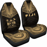 Fiji Car Seat Cover - Fiji Coat Of Arms Polynesian Chief Tattoo Gold Version - 10 174914 - YourCarButBetter