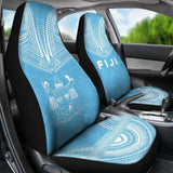 Fiji Car Seat Cover - Fiji Coat Of Arms Polynesian Chief Tattoo Light Blue Version - 10 174914 - YourCarButBetter