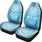 Fiji Car Seat Cover - Fiji Coat Of Arms Polynesian Chief Tattoo Light Blue Version - 10 174914 - YourCarButBetter