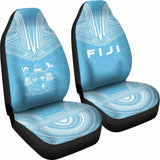 Fiji Car Seat Cover - Fiji Coat Of Arms Polynesian Chief Tattoo Light Blue Version - 10 174914 - YourCarButBetter