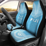 Fiji Car Seat Cover - Fiji Coat Of Arms Polynesian Chief Tattoo Light Blue Version - 10 174914 - YourCarButBetter