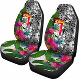 Fiji Car Seat Covers White - Turtle Plumeria Banana Leaf - 091114 - YourCarButBetter