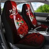 Fiji Polynesian Car Seat Covers - Coat Of Arm With Hibiscus - 232125 - YourCarButBetter